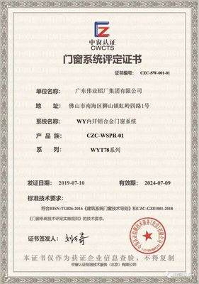 權(quán)威認(rèn)證，品質(zhì)卓越 | 廣東偉業(yè)集團(tuán)系統(tǒng)門窗榮獲CZC中窗認(rèn)證，彰顯專業(yè)承包實(shí)力